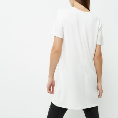 Petite white harness neck oversized T-shirt